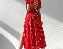 Платье миди со шнуровкой на спинке  Платье миди со шнуровкой на спинке  | PUSHKA SHOP