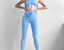 Трикотажный комплект: корсетный топ на косточках + леггинсы | PUSHKA SHOP