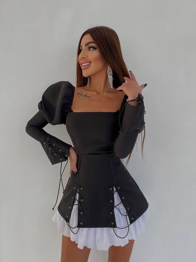 Сукня з об'ємними рукавами + спідниця з воланами Сукня з об'ємними рукавами + спідниця з воланами | PUSHKA SHOP