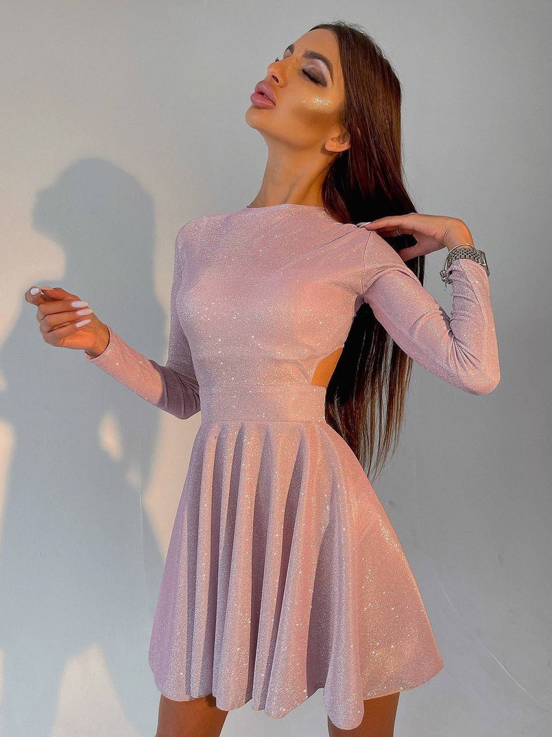 Блискуча сукня міні з відкритою спиною  | PUSHKA SHOP