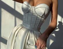 Комплект: корсет-бюстьє , декорований стразами  + спідниця максі з розрізом   Ручна робота  Комплект: корсет-бюстьє , декорований стразами  + спідниця максі з розрізом   Ручна робота  | PUSHKA SHOP