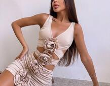 Комплект: топ та спідниця з трояндами    Комплект: топ та спідниця з трояндами    | PUSHKA SHOP