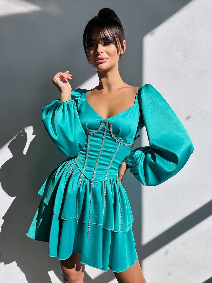 Сукня з корсетом, декорованим стразами  Ручна робота  Сукня з корсетом, декорованим стразами  Ручна робота  | PUSHKA SHOP