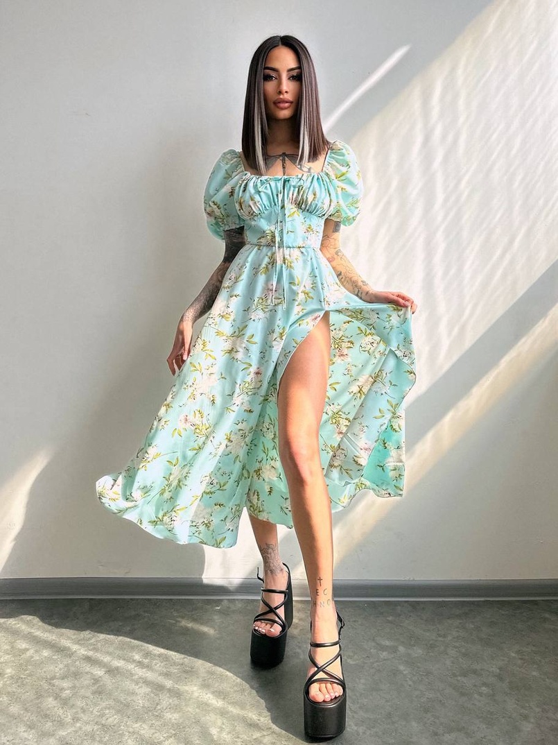 Сукня- міді  з квітковим принтом Сукня- міді  з квітковим принтом | PUSHKA SHOP