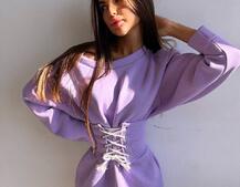 Тепле затишне худі over-size на флісі + корсет на шнурівці Можна носити з корсетом та без | PUSHKA SHOP