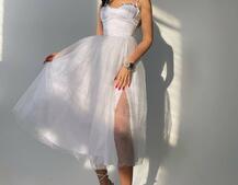 Платье-бюстье с чашечками и пышной юбкой , декорированное стразами  Платье-бюстье с чашечками и пышной юбкой , декорированное стразами  | PUSHKA SHOP