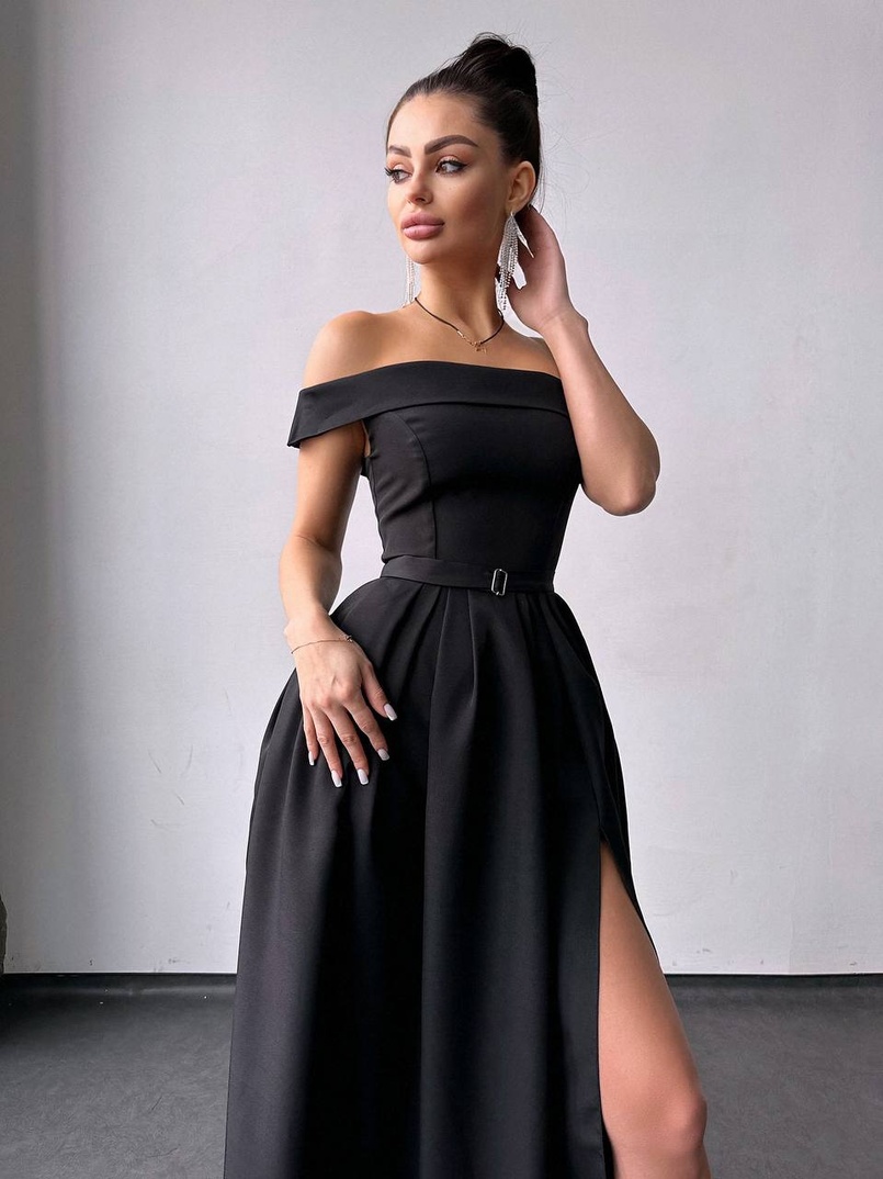 Сукня максі з відкритими плечима  | PUSHKA SHOP