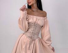 Приталена сорочка на плічках+  мереживний корсет Приталена сорочка на плічках+  мереживний корсет | PUSHKA SHOP