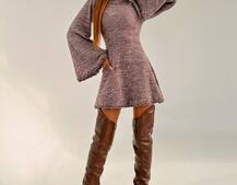 Трикотажна сукня міні з розкльошеними рукавами та відкритою спиною | PUSHKA SHOP