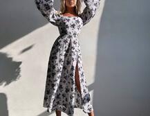 Улюблена сукня-міді зі шнурівкою на спинці та розрізом на ніжці Улюблена сукня-міді зі шнурівкою на спинці та розрізом на ніжці | PUSHKA SHOP