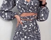 Комплект: топ із зав'язками на талії + спідниця міді з розрізом | PUSHKA SHOP