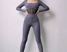 Облягаючий трикотажний комбінезон з елементами корсету  Облягаючий трикотажний комбінезон з елементами корсету  | PUSHKA SHOP