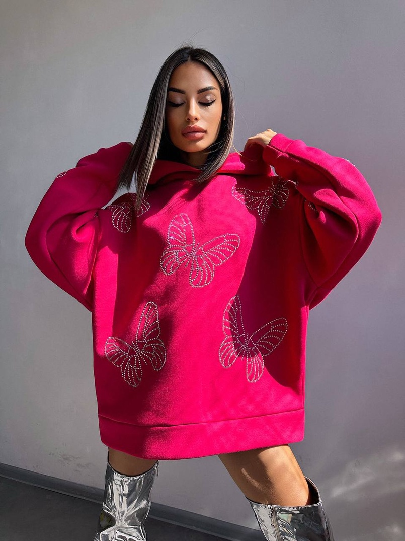 Трендове худі over size із сяючими стразами  Трендове худі over size із сяючими стразами  | PUSHKA SHOP