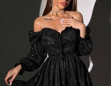 Блискуча сукня з чашечками та пишною спідницею Блискуча сукня з чашечками та пишною спідницею | PUSHKA SHOP