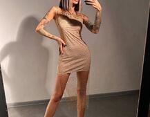 Сукня із сітки зі стразами на трикотажній підкладці  Сукня із сітки зі стразами на трикотажній підкладці  | PUSHKA SHOP