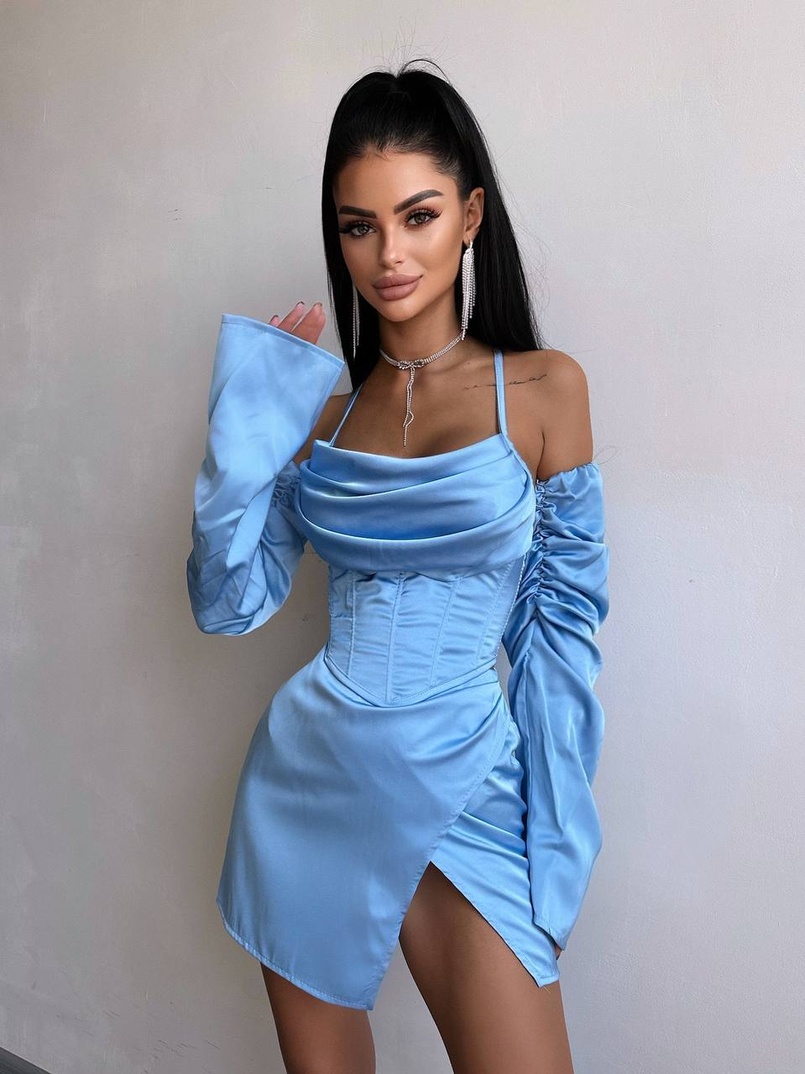 Комплект: корсет з рукавами    + спідниця міні з драпіруванням   Комплект: корсет з рукавами    + спідниця міні з драпіруванням   | PUSHKA SHOP