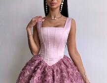 Розкішна сукня міні з пишною спідницею з 3D-троянд  | PUSHKA SHOP