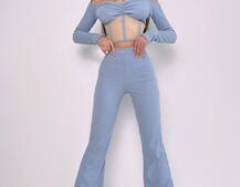 Комплект : штани кльош і топ з елементами корсету  Комплект : штани кльош і топ з елементами корсету  | PUSHKA SHOP