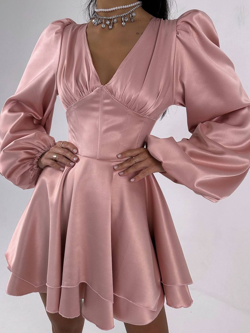 Атласна корсетна сукня  з пишною подвійною спідницею  | PUSHKA SHOP