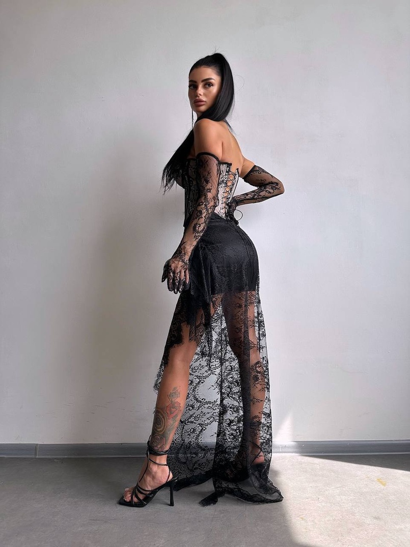 Корсетна сукня максі з рукавичками  | PUSHKA SHOP