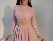 Приталена блискуча сукня з корсетною вставкою та пишною спідницею-сонцем Приталена блискуча сукня з корсетною вставкою та пишною спідницею-сонцем | PUSHKA SHOP