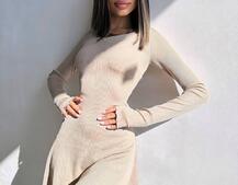 Трикотажна сукня міні  зі шнурівкою на спинці    Трикотажна сукня міні  зі шнурівкою на спинці    | PUSHKA SHOP