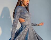 Блискуча сукня міні з відкритою спиною  Блискуча сукня міні з відкритою спиною  | PUSHKA SHOP