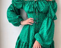 Сукня в горошок на ґудзиках з воланами  Сукня в горошок на ґудзиках з воланами  | PUSHKA SHOP