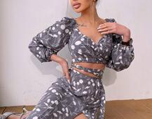 Комплект: топ із зав'язками на талії + спідниця міді з розрізом | PUSHKA SHOP