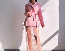 Комплект: піджак + блуза з баской + мереживна спідниця-шорти  Комплект: піджак + блуза з баской + мереживна спідниця-шорти  | PUSHKA SHOP