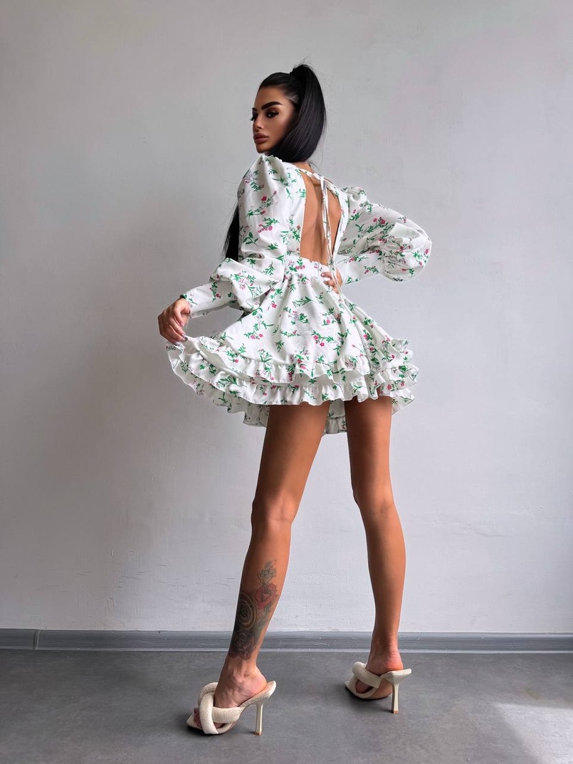 Сукня міні з пишною спідницею та драпіруванням на талії Сукня міні з пишною спідницею та драпіруванням на талії | PUSHKA SHOP