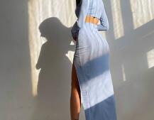 Трикотажный комплект: топ с чашечками push up + юбка миди с разрезом  Трикотажный комплект: топ с чашечками push up + юбка миди с разрезом  | PUSHKA SHOP