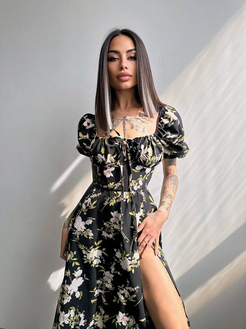 Сукня- міді  з квітковим принтом | PUSHKA SHOP