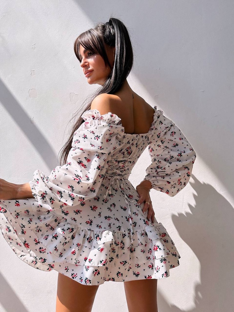Сукня з квітковим принтом з воланами на ґудзиках  Сукня з квітковим принтом з воланами на ґудзиках  | PUSHKA SHOP