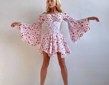 Сукня з асиметричною спідницею та розкльошеними рукавами + корсет  Сукня з асиметричною спідницею та розкльошеними рукавами + корсет  | PUSHKA SHOP