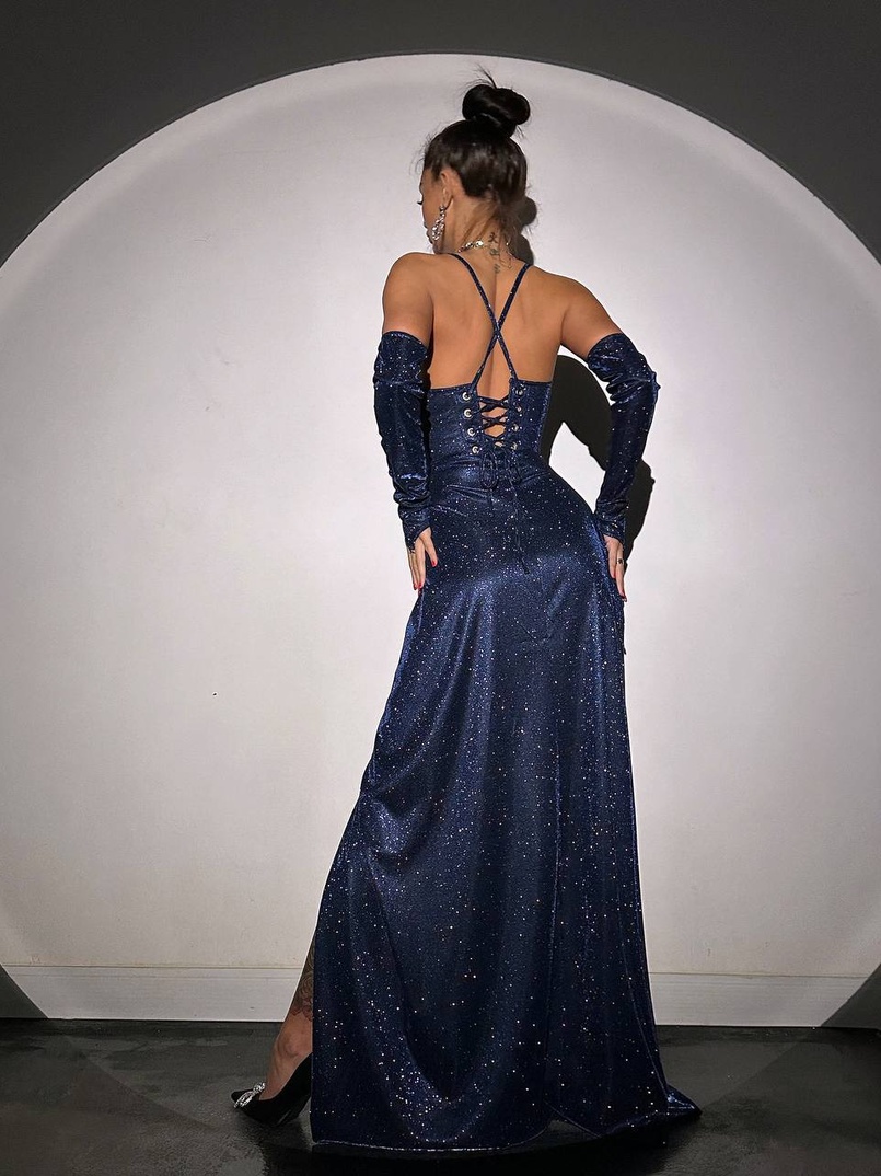 Сяючий комплект: корсет+ рукавички + спідниця максі | PUSHKA SHOP