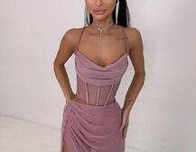 Комплект: корсет декорований стразами + спідниця максі  Комплект: корсет декорований стразами + спідниця максі  | PUSHKA SHOP