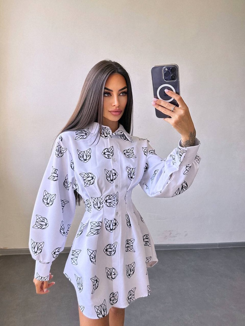 Приталена сорочка з принтом Приталена сорочка з принтом | PUSHKA SHOP