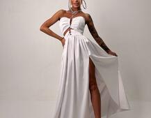 Атласна сукня максі із шнуром зі стразами  Атласна сукня максі із шнуром зі стразами  | PUSHKA SHOP