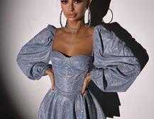 Сяюча корсетна сукня бюстьє з подвійною спідницею Сяюча корсетна сукня бюстьє з подвійною спідницею | PUSHKA SHOP