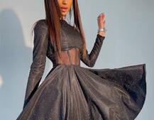 Приталена блискуча сукня з корсетною вставкою та пишною спідницею-сонцем | PUSHKA SHOP