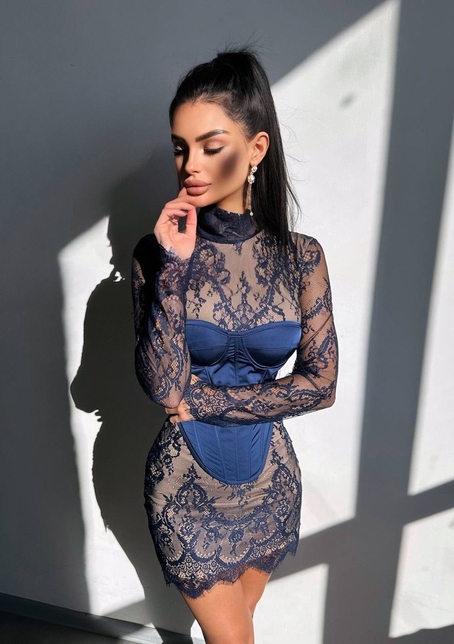 Комплект: мереживна сукня міні + корсет  Комплект: мереживна сукня міні + корсет  | PUSHKA SHOP