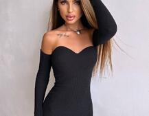 Трикотажна сукня міні з чашечками  | PUSHKA SHOP