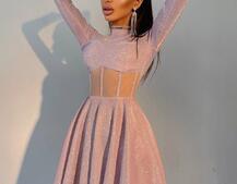 Приталена блискуча сукня з корсетною вставкою та пишною спідницею-сонцем Приталена блискуча сукня з корсетною вставкою та пишною спідницею-сонцем | PUSHKA SHOP