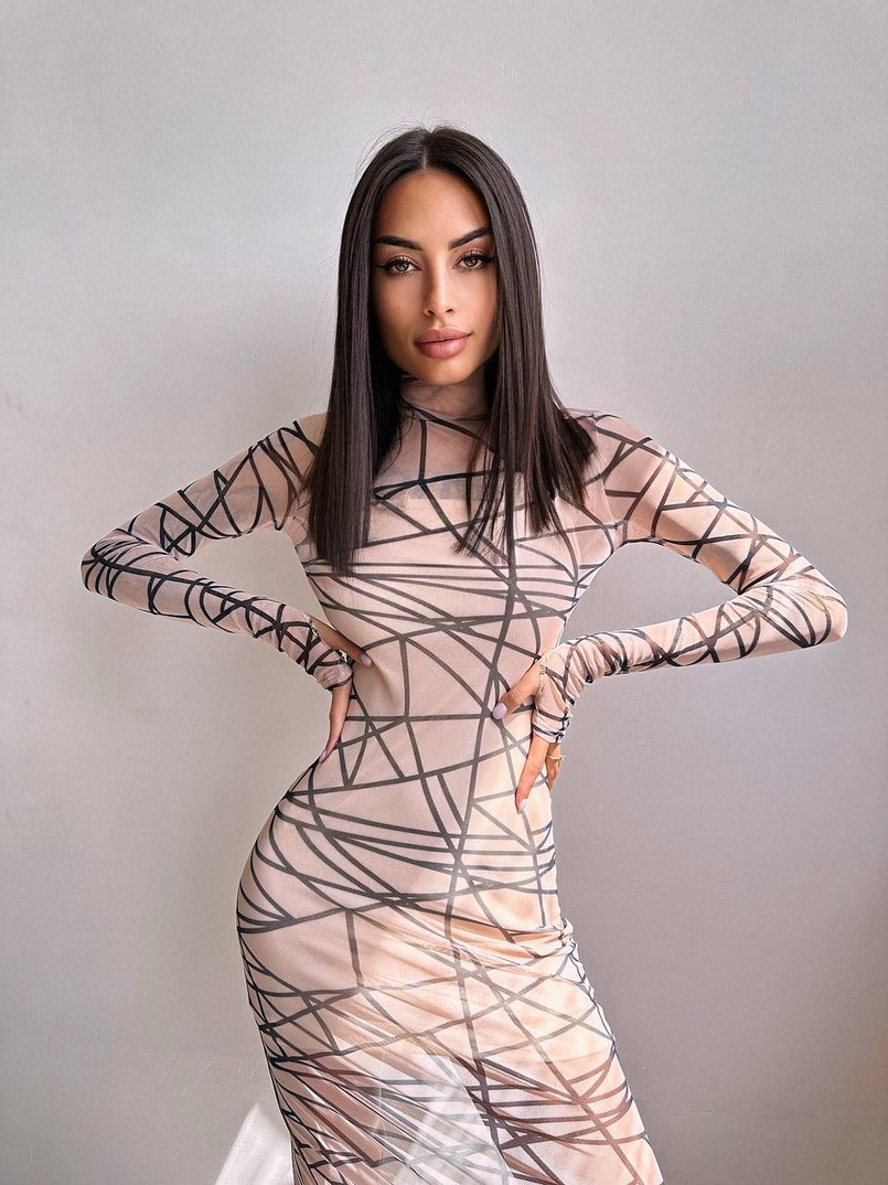 Сукня міді з принтом  Сукня міді з принтом  | PUSHKA SHOP