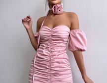 Сукня - міні з драпіруванням та трояндою-чокером | PUSHKA SHOP