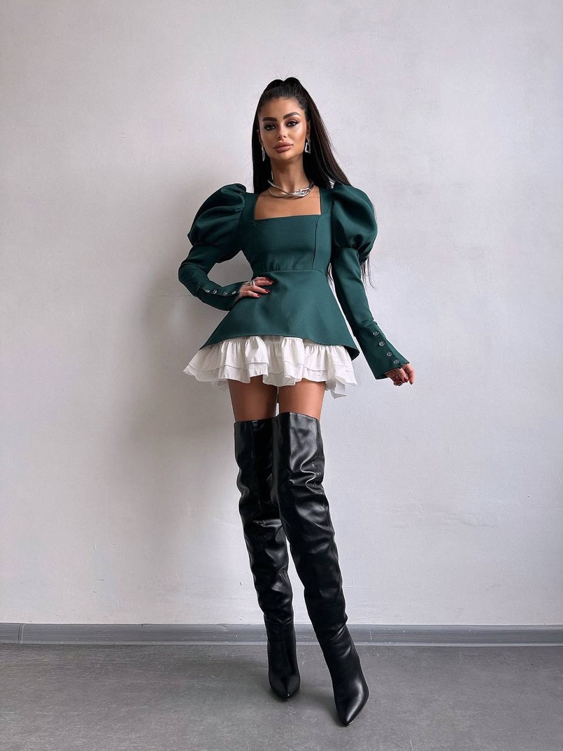 Сукня з об'ємними рукавами + спідниця з воланами Сукня з об'ємними рукавами + спідниця з воланами | PUSHKA SHOP