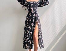 Сукня -міді зі шнурівкою на спинці та розрізом на ніжці Сукня -міді зі шнурівкою на спинці та розрізом на ніжці | PUSHKA SHOP