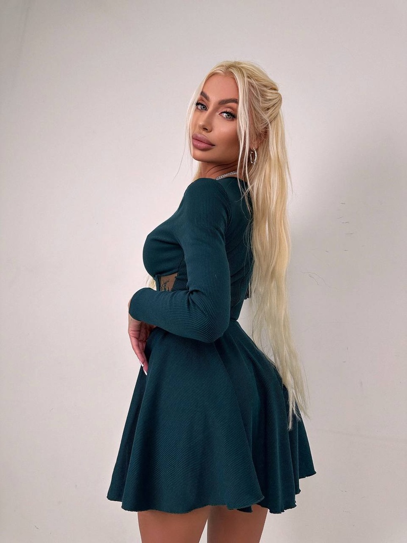 Трикотажна корсетна сукня з мереживом та пишною спідницею  Трикотажна корсетна сукня з мереживом та пишною спідницею  | PUSHKA SHOP