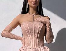Комплект : мереживий корсет   + рукавички +спідниця балон міді  | PUSHKA SHOP